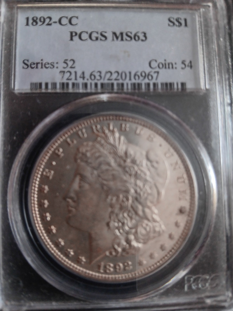 1892 CC Morgan Silver Dollar PCGS MS-63
