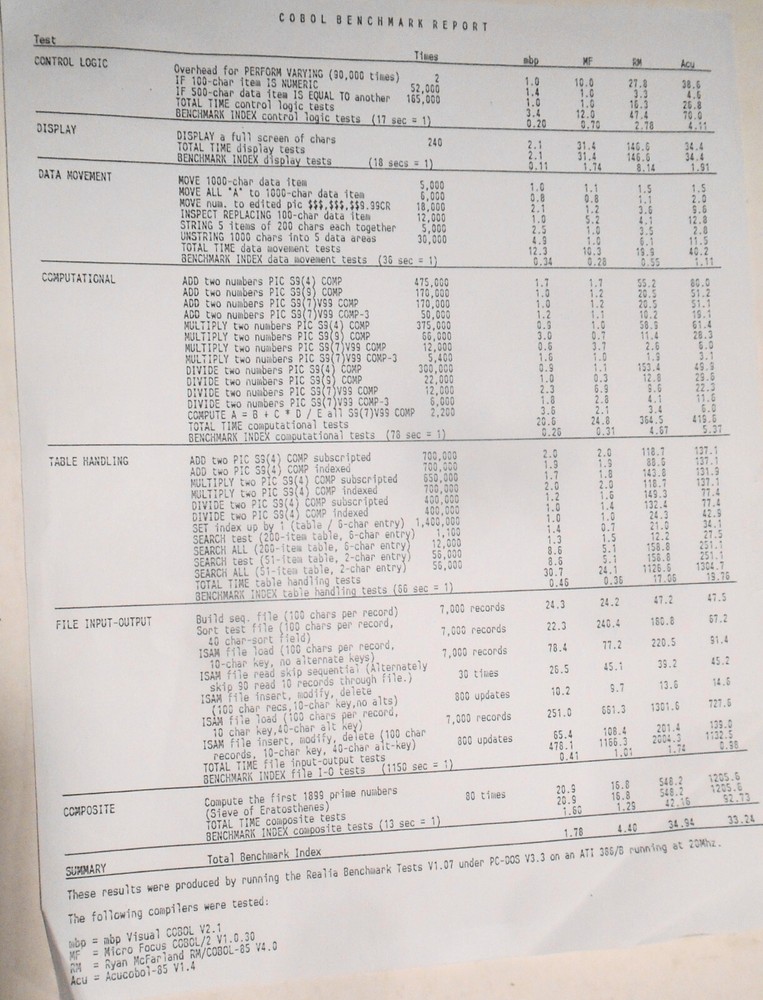 Micro Focus COBOL - 4 Brochures, 1989: Dialog System, 370 Assembler, Data Tools