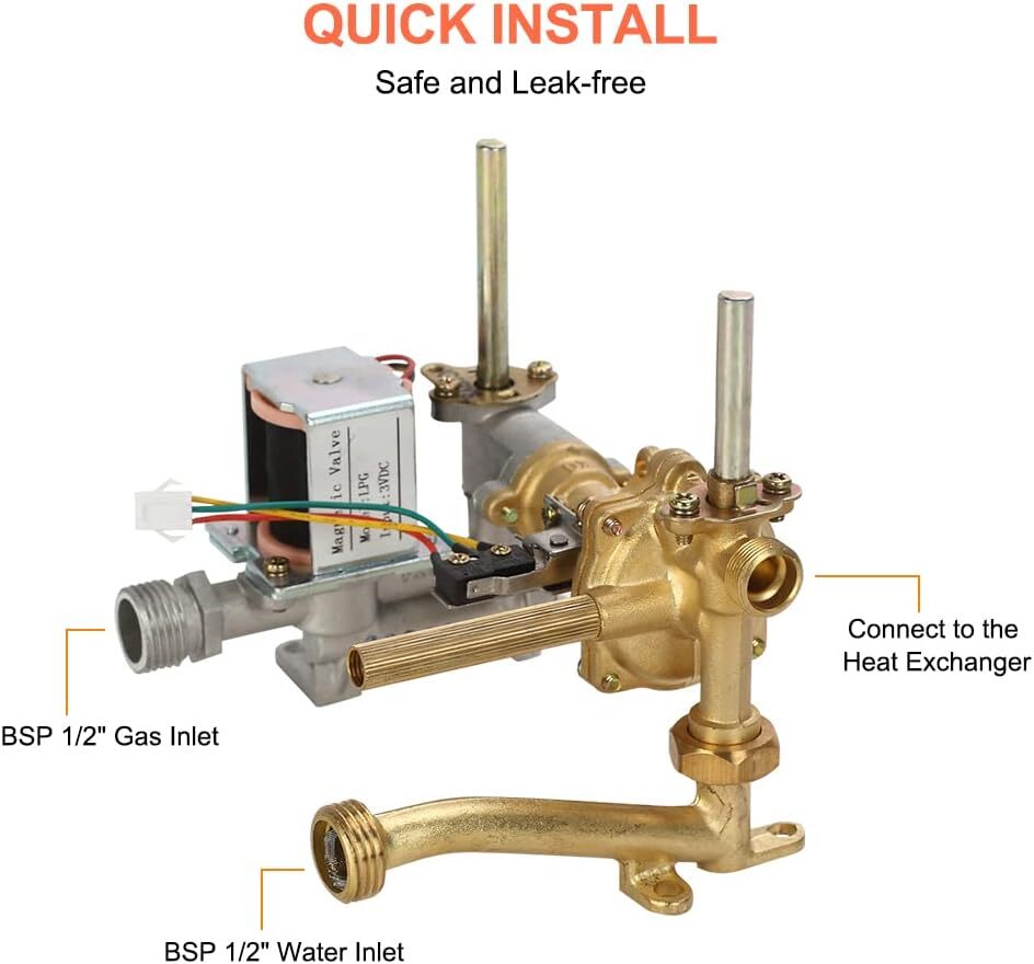Camplux AY132 Gas-Water Valve Assembly for Tankless Water Heater Replacement Kit