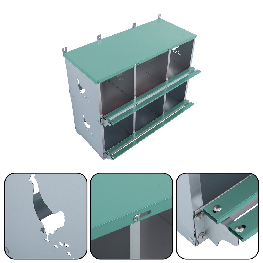 Durable 6 Compartment Chicken Nesting Boxes Metal Poultry Nest Box Wall Mount