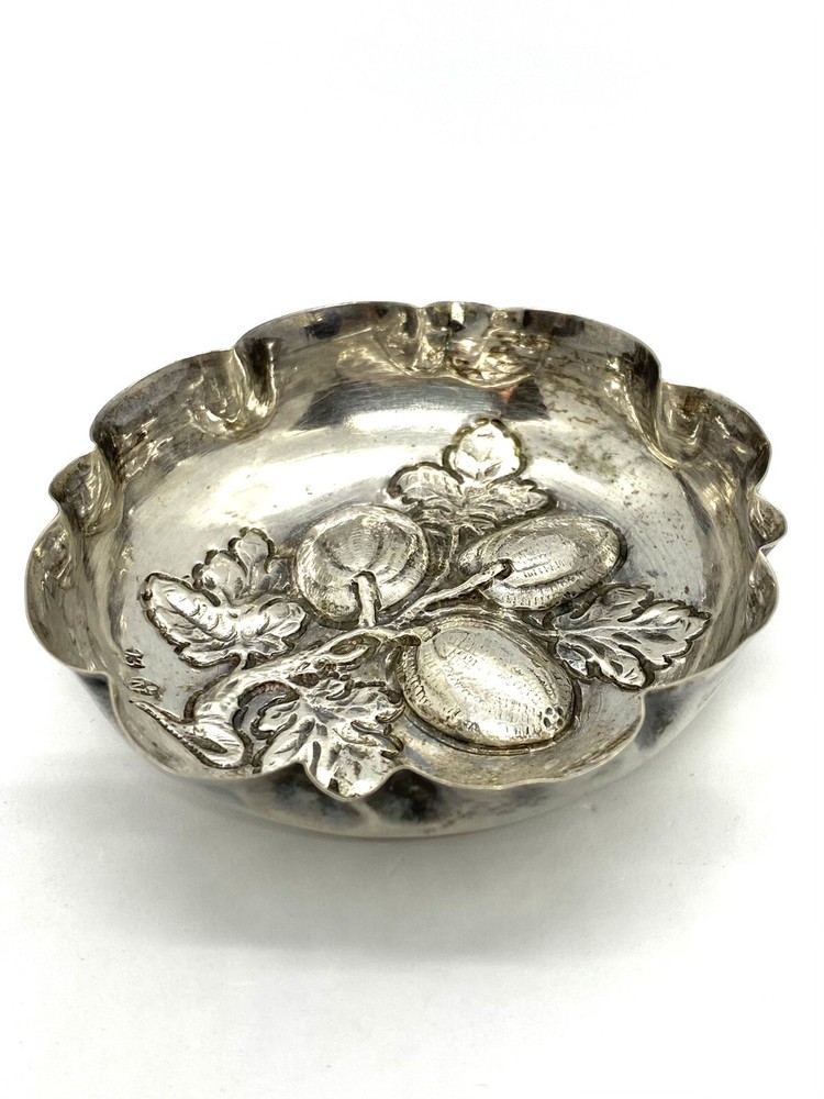 Antique Austrian Sterling Silver Repousee Nut Dish 3.1/2”