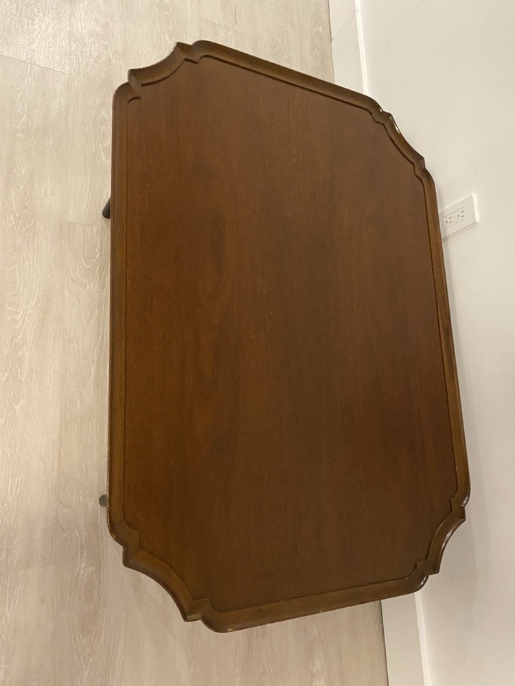 Faux Bamboo Kittinger Tray Top Rectangular Coffee Table With Ebonized Black Legs