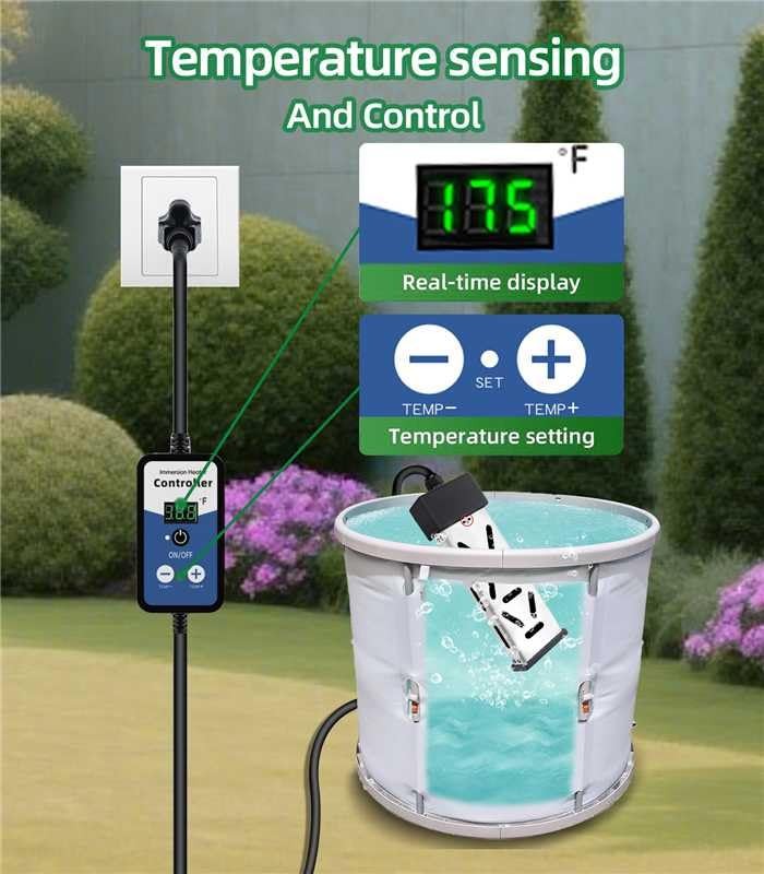 Portable Immersion Water Heater 1800W 120V, Electric Heater for Buckets, Bath...