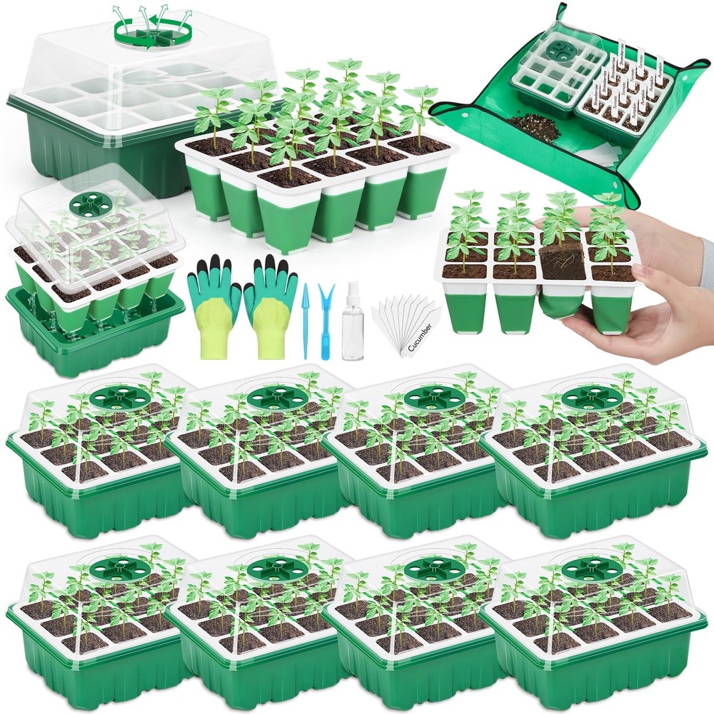 Reusable Silicone Starter Tray, 96 Cells Starter Kit with Humidity Adjustable...