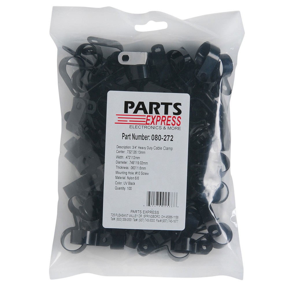 Heavy Duty Cable Clamps 3/4" Black 100 Pcs.