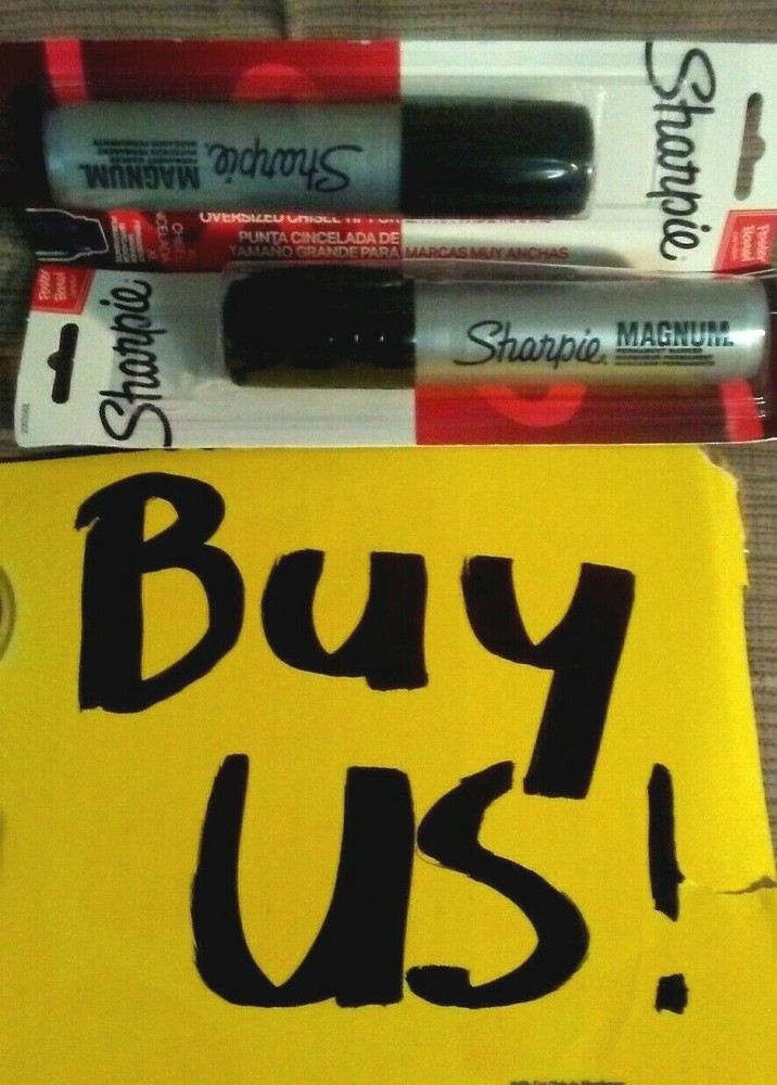 (TWO) Sharpie Magnum (Black) Permanent Marker, OVERSIZE Extra Wide Chisel Lot