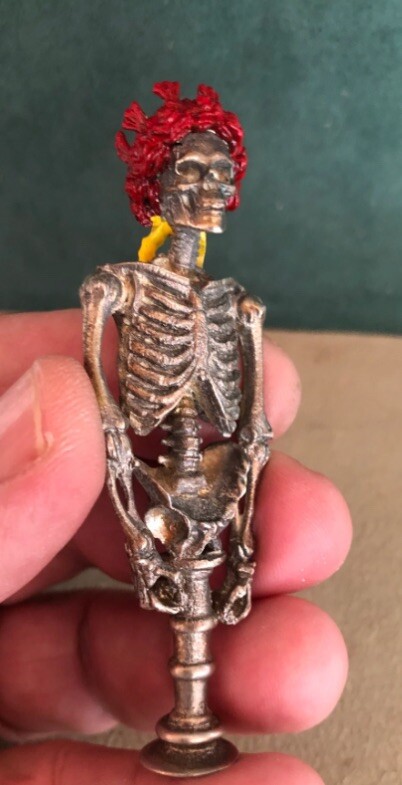 Grateful Dead Partially Painted Bertha Skeleton Pipe Tamper Solid Fine Pewter