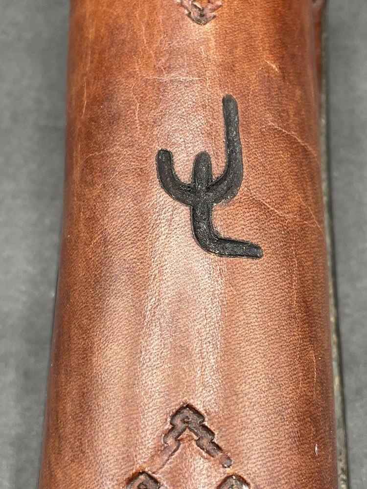 Flashlight/Night Stick Tooled Branded Genuine Leather Brown Holster