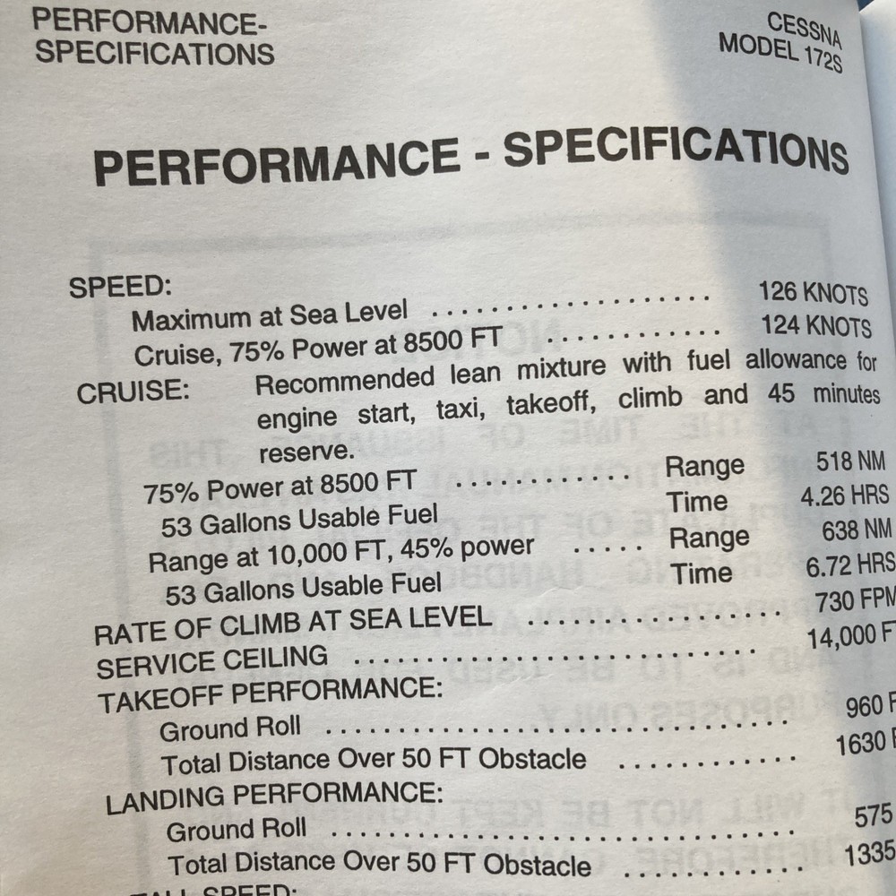 Cessna 172SIM 172S Information Manual