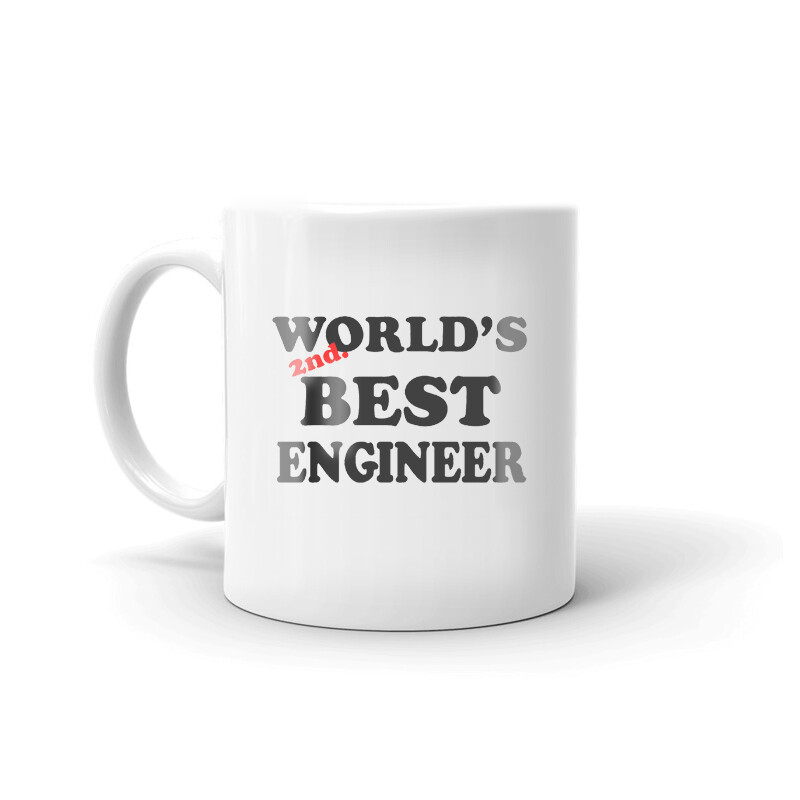 World's 2nd Best Engineer Coffee Tea Ceramic Mug for Designer Gift for Builder