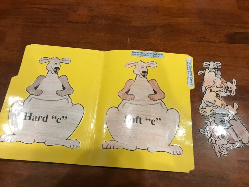 the Kangaroo Crew, hard soft C 3-4 grades language arts file folder game
