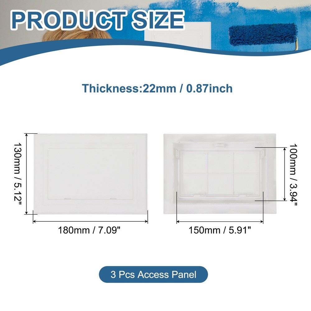6x4 Inch(150x100mm) Removable Hinged Access Panel, 3Pcs Access Doors White