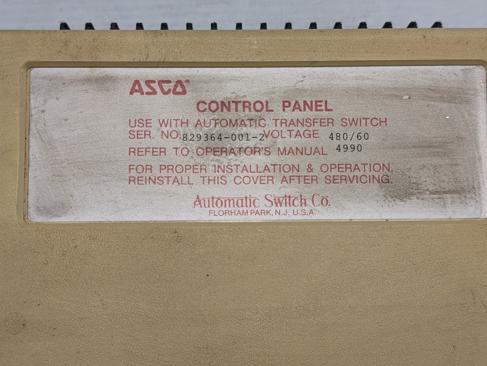 ASCO 829364-001-2 Control Panel 480V 60HZ