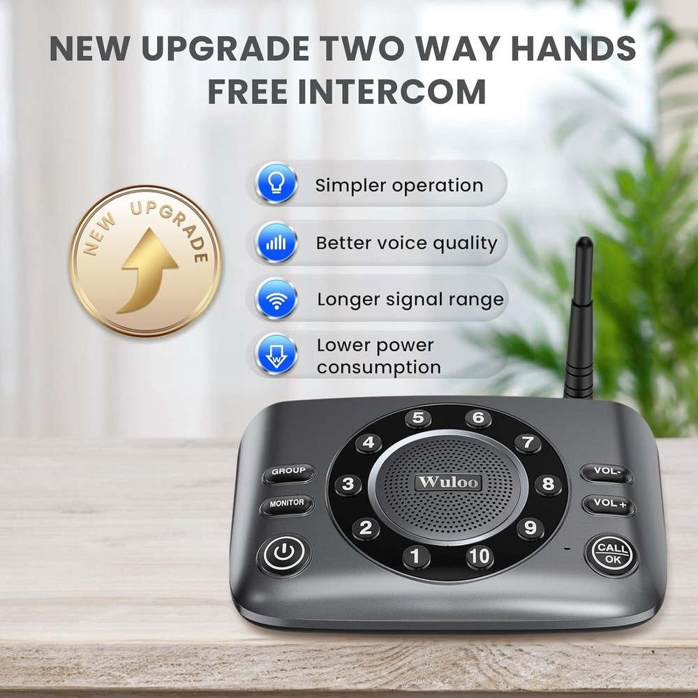 (2) Wuloo Full Duplex 2-Way Audio Wireless Intercom System 5280ft Range S600-P2