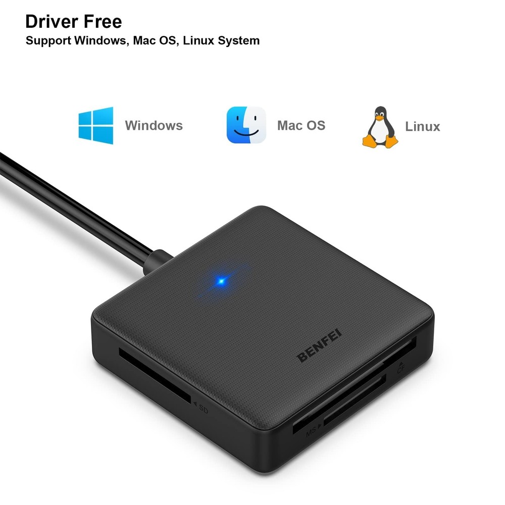 Memory Card Reader, BENFEI 4in1 USB 3.0 and USB-C to SD Micro MS CF