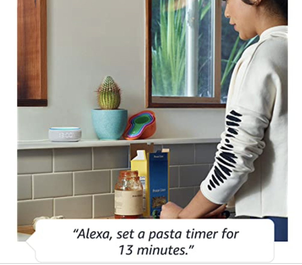 NEW Amazon Echo Dot (CLOCK VERSION) - Alexa Smart Speaker with LED CLOCK - White