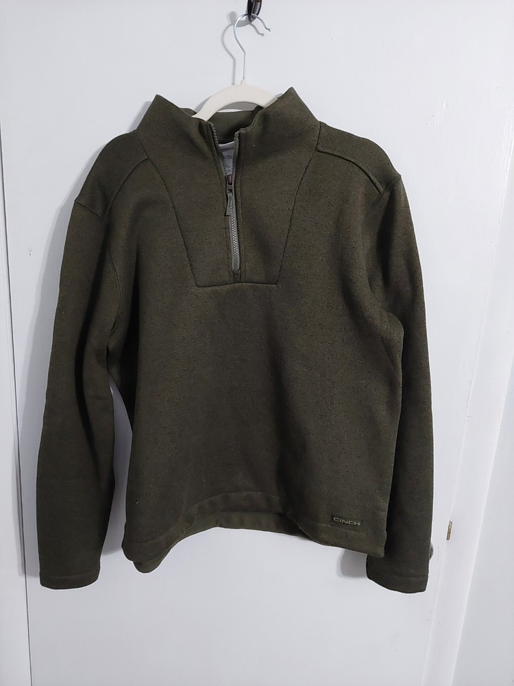 Cinch Men's Olive Mock Neck 1/4 Zip Knit Pullover Sweater Polyester L