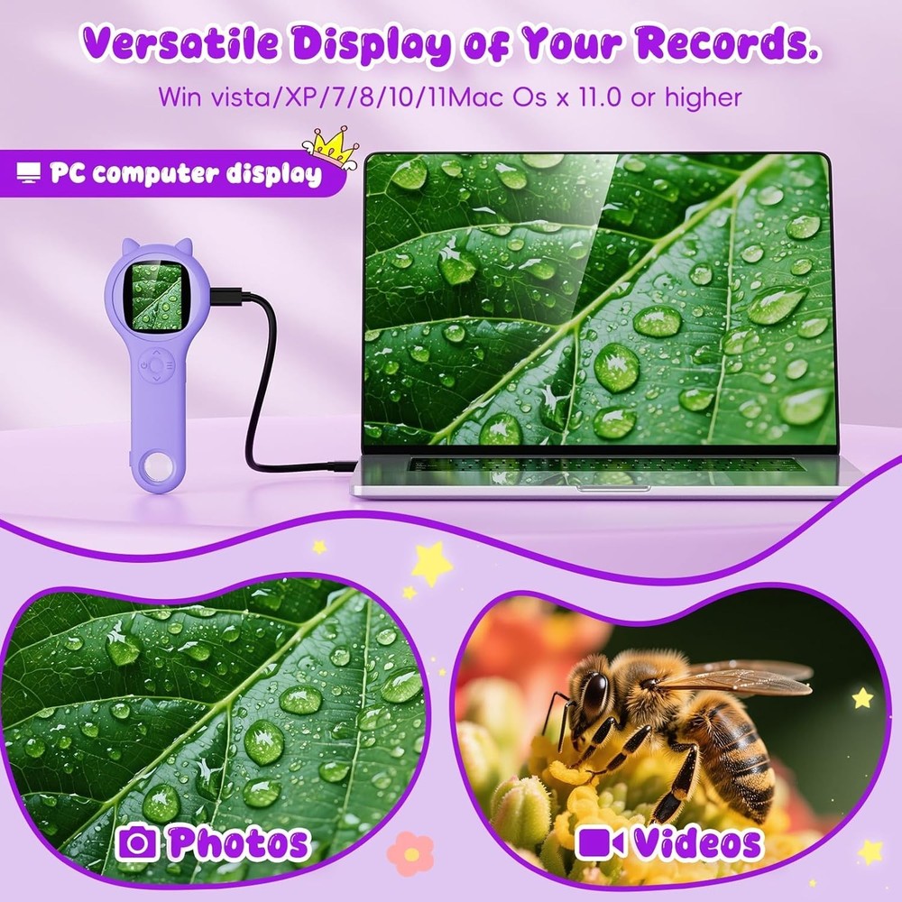 Portable Educational Microscope - 500X Magnification for Young Explorers, Purple