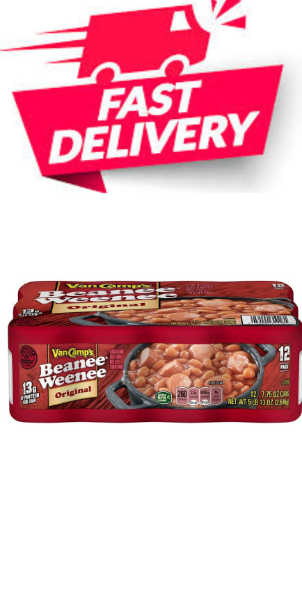 Van Camp's Beanee Weenee 7.75 oz., 12 pack. Easy Open Lid FRESH