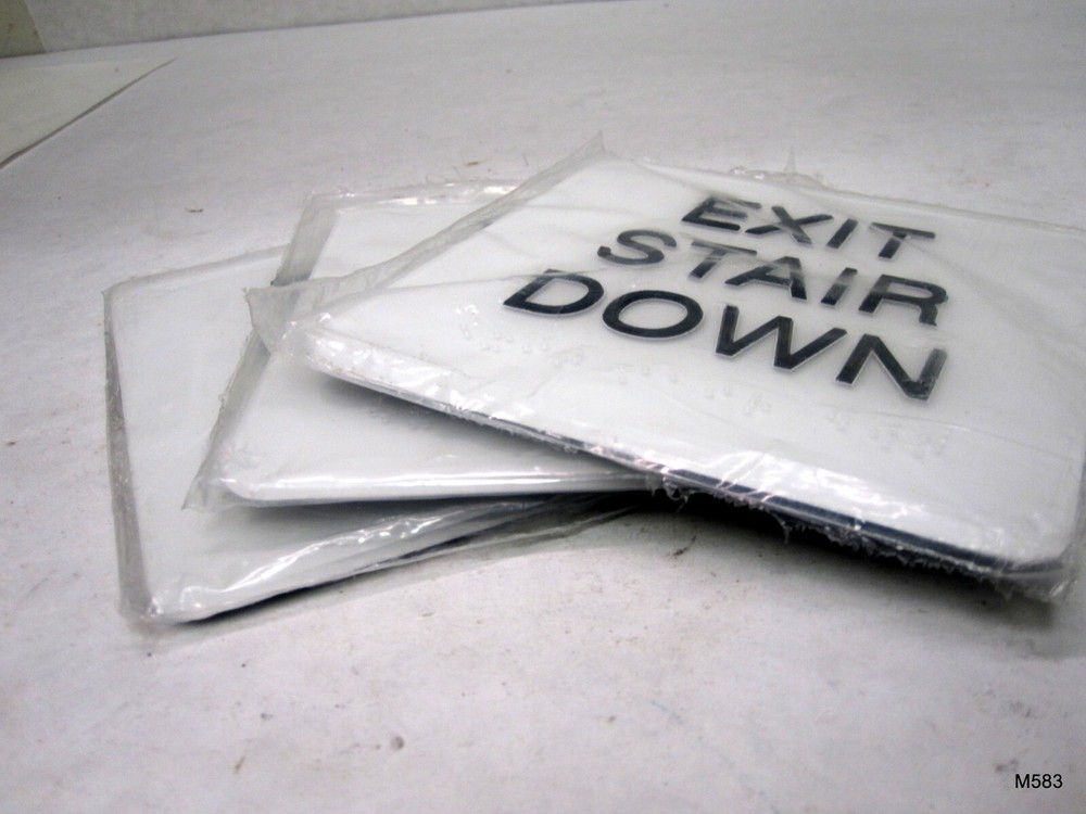 3 QTY Exit Signs 'Exit Stair Down' Stick-on Wall Mounting