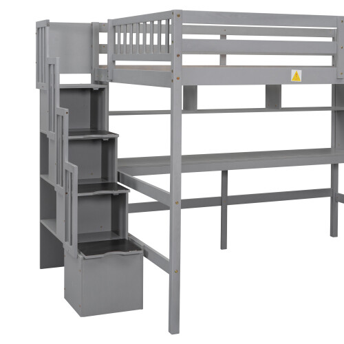 Full Size Loft Bed with Desk & Storage Staircases Full Size Loft Bunk Bed Frames