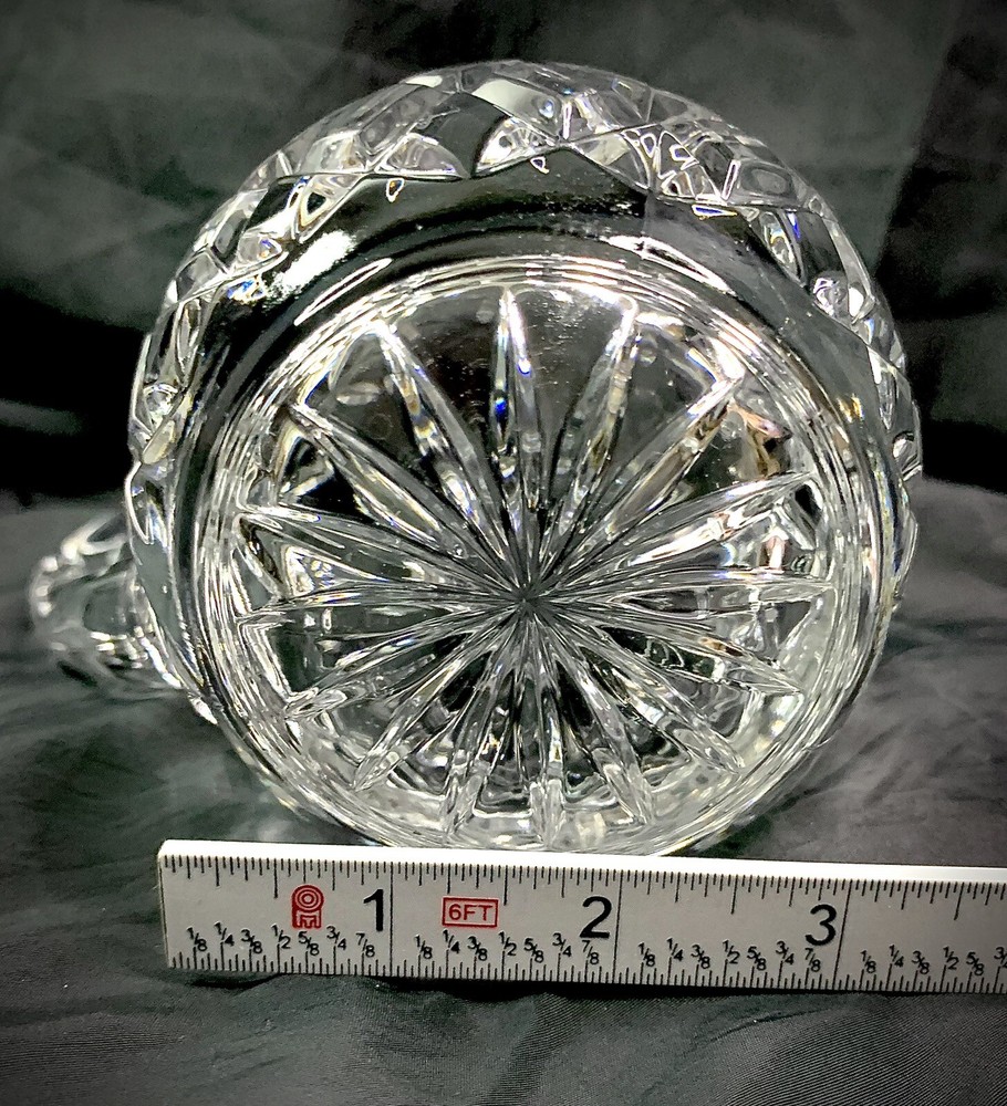 Vintage 24% Lead Crystal Heavy Pitcher Etched