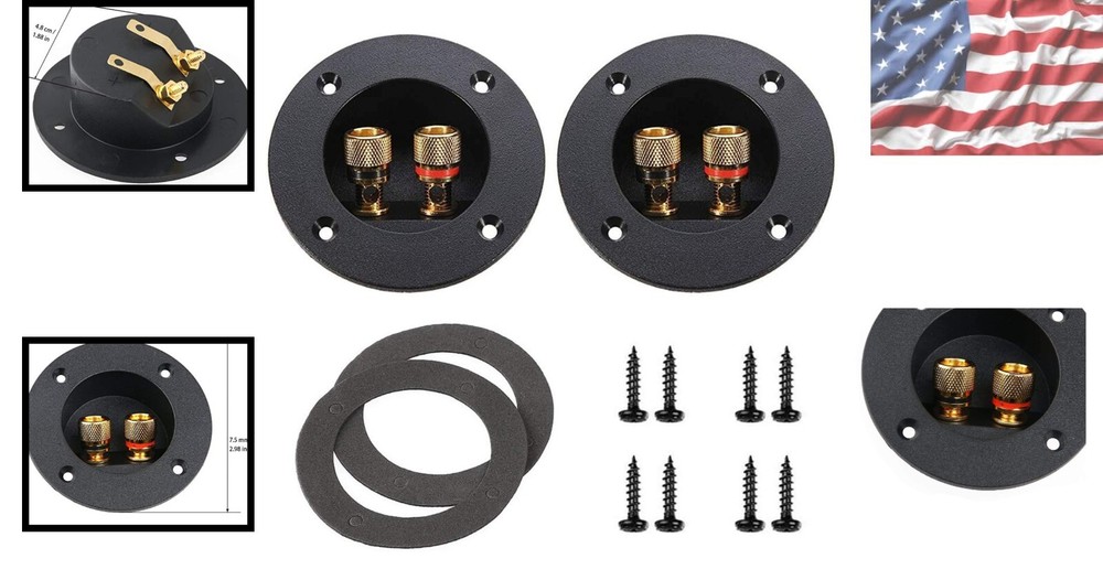 2 Pcs Black 3" 2-Way Speaker Box Terminal Binding Posts - DIY Audio Connectors