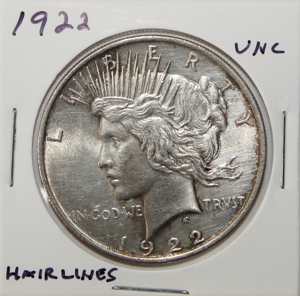 1922 US Peace Silver Dollar $1 Unc Uncirculated Details
