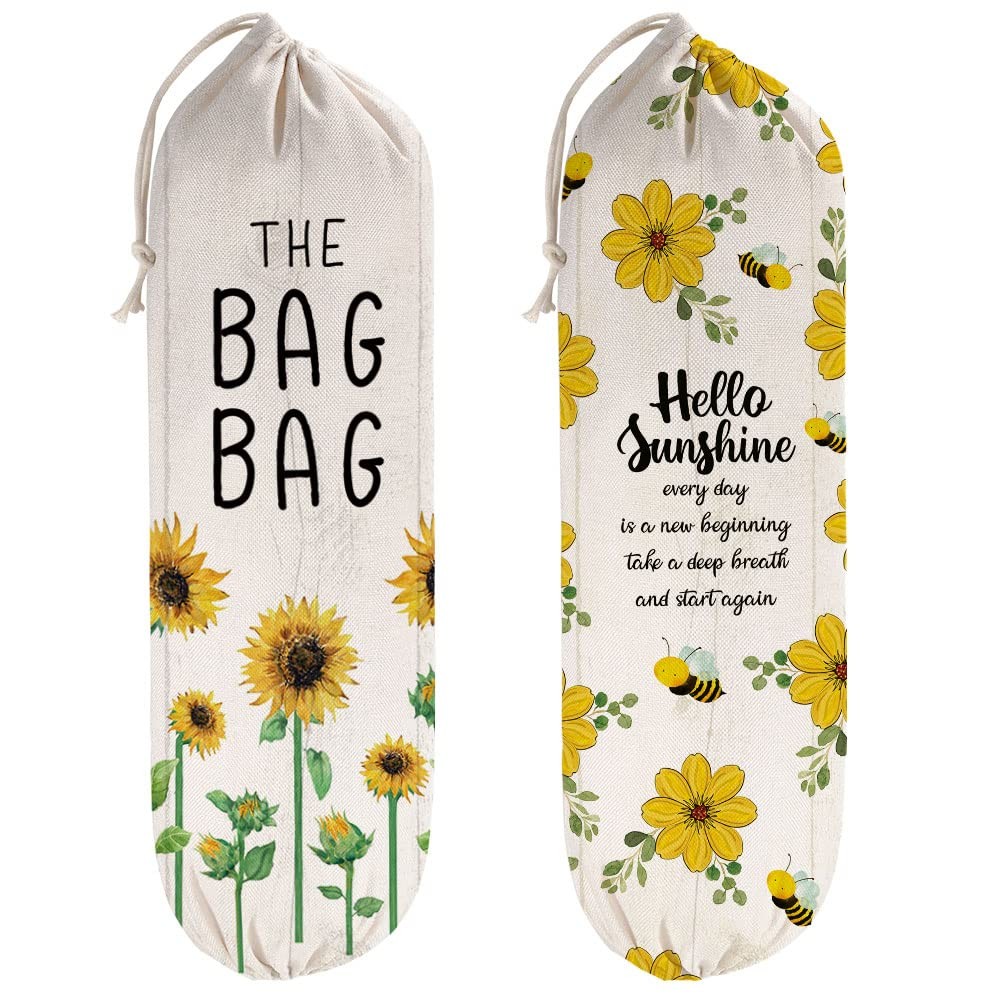2Pcs Sunflower Plastic Bag Holder for Kitchen Essentials, Large,