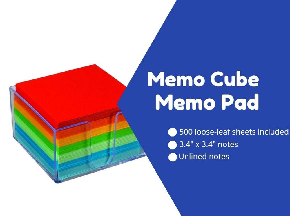 1InTheOffice Memo Cube, Assorted Colors 1.2 x inches,