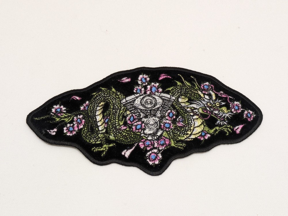 New Motorcycle Jacket Patch Dragon & Flowers Patch! 🧥  🏍️  🐉 🌺