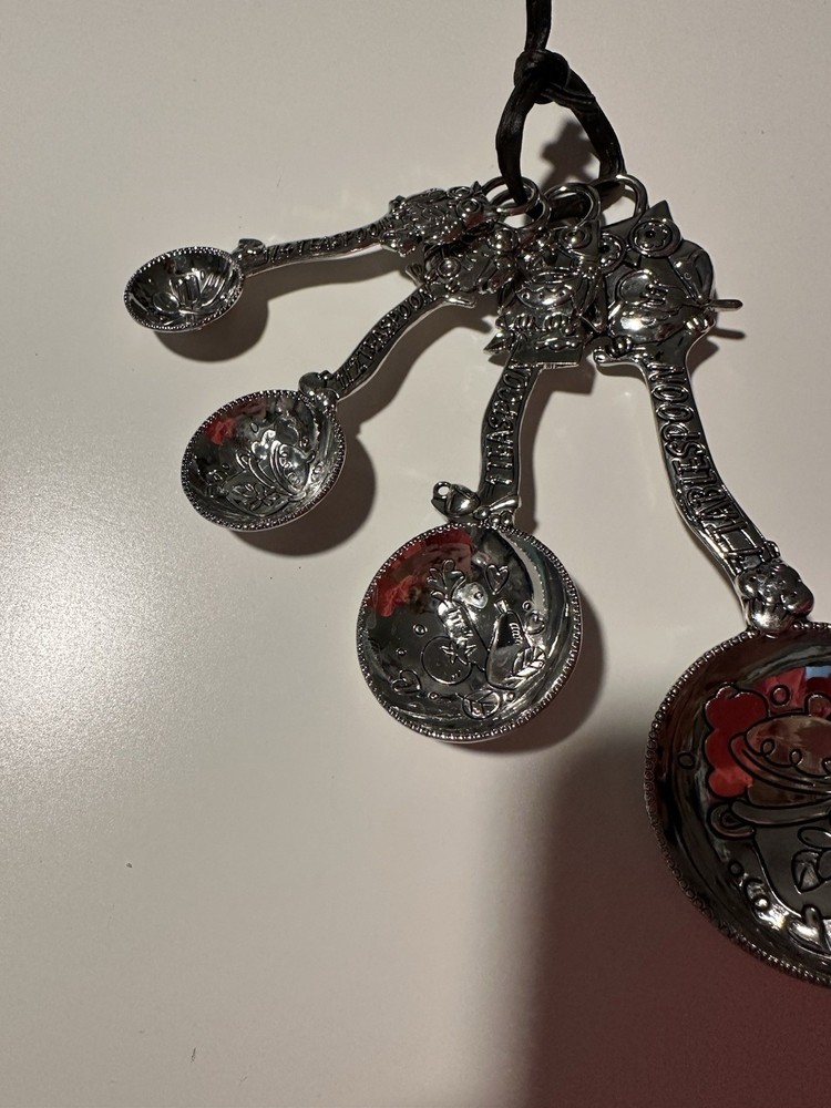 Measuring spoons Set Owls Silver Tone Very Pretty