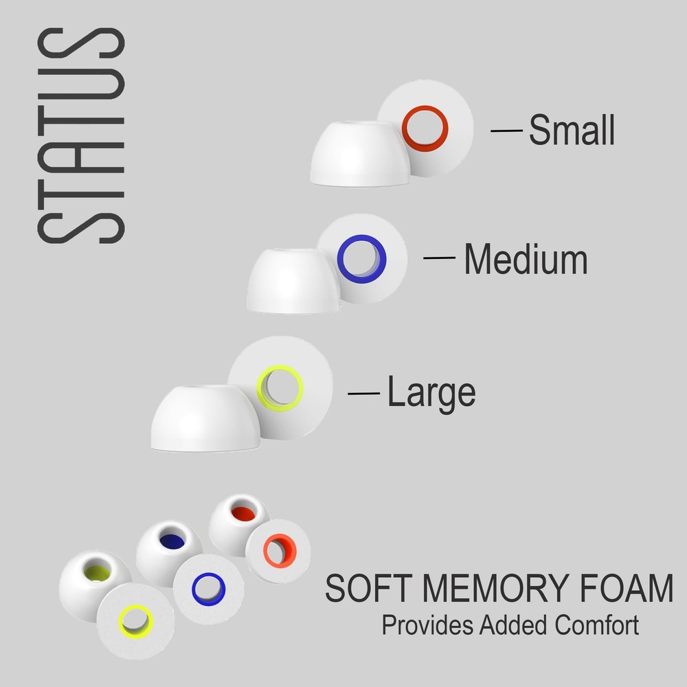 Status Audio Memory Foam Replacement Earbud Tips - for Between Bone (White)