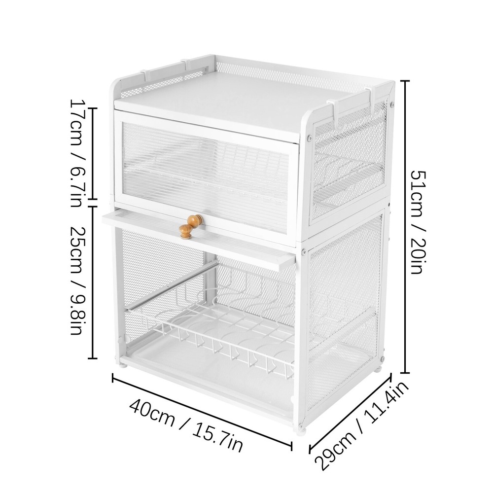 Detachable Drip Tray Storage Box Basket Dish Drying Rack Organized Kitchen