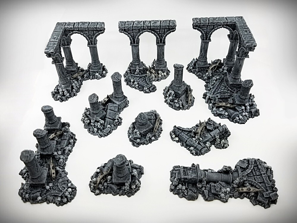Ruined Columns - Grimdark- Deluxe Bundle (Large)- Tabletop Wargaming RPG terrain