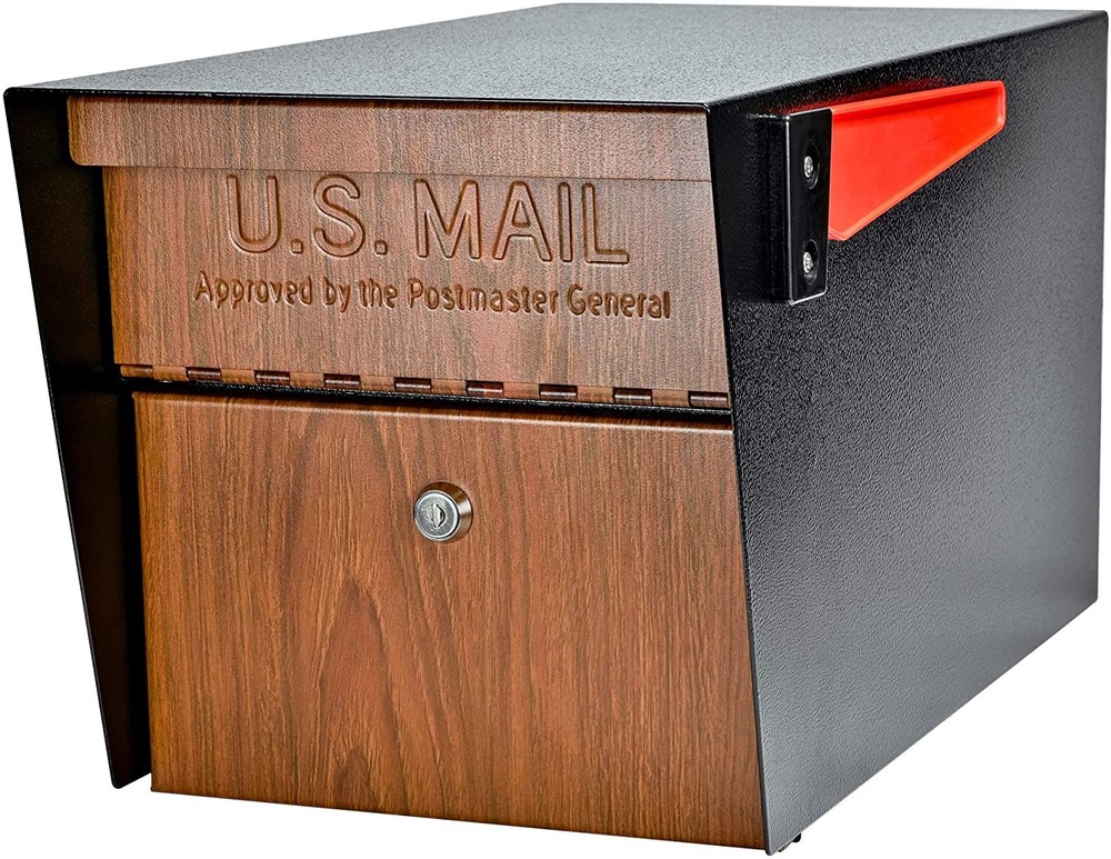 New Mail Boss Mail Manager Curbside Wood Grain Locking Security Mailbox