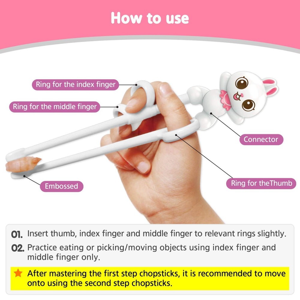 Rabbit White Chopsticks, Training Chopsticks, Learning, Beginner, Training, P...