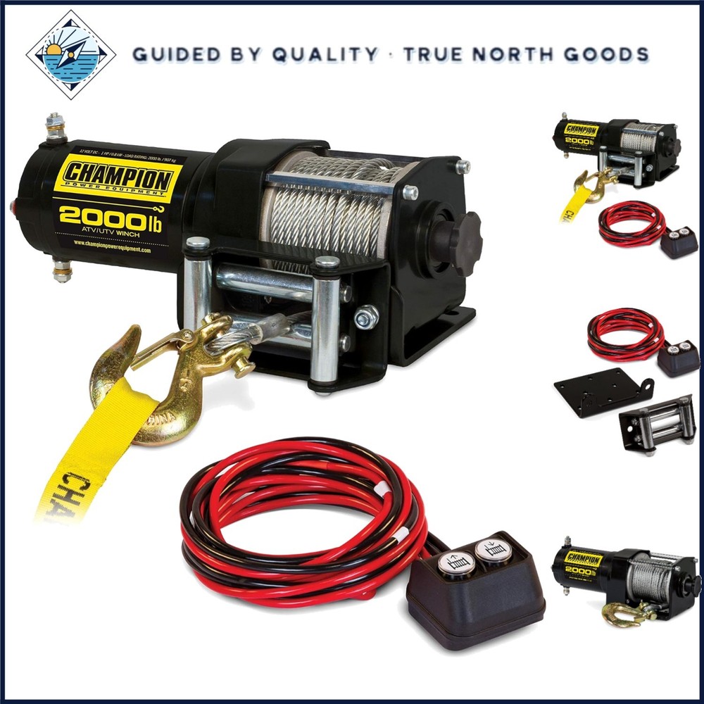 Heavy-Duty 2000-lb Winch with Remote and Smooth Pulling Roller Fairlead