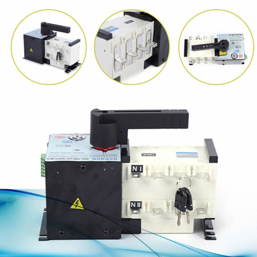 100AMP Dual Power Automatic Transfer Switch Changeover Isolation Generator USA