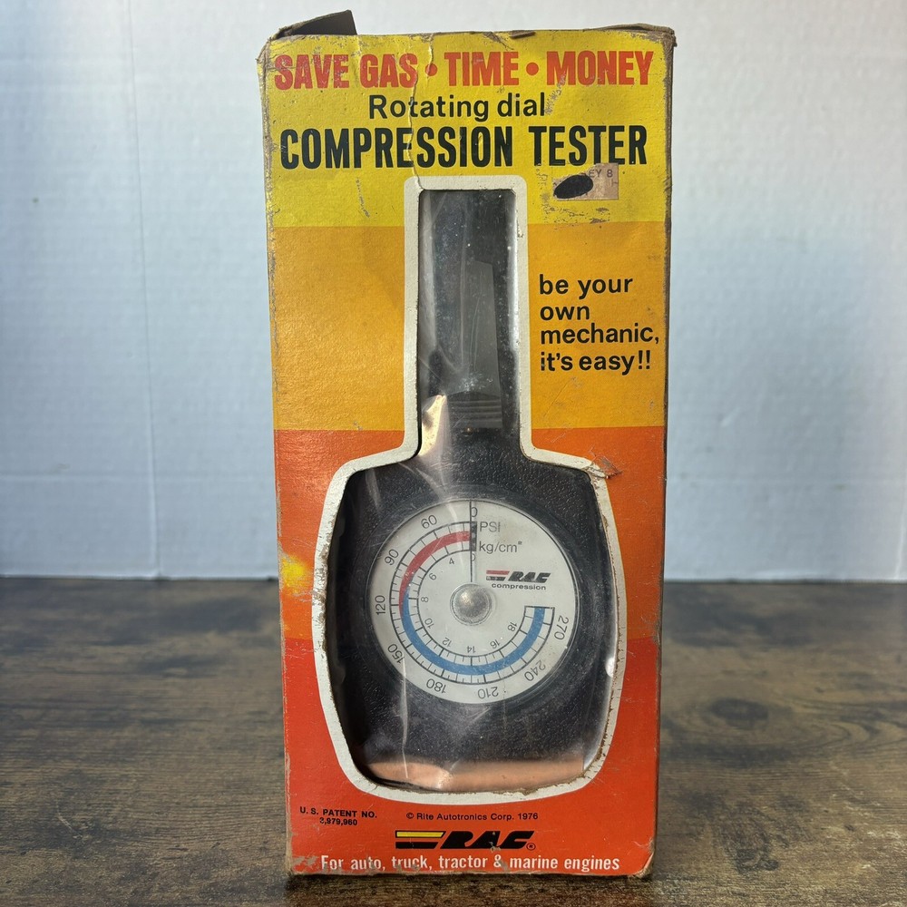 Vintage Rotating Dial Compression Tester - 1976 RAC Rite Autotronics Model 1535