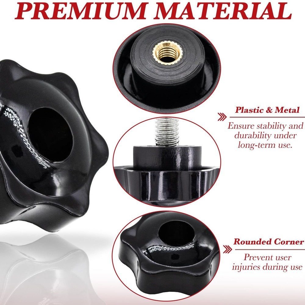 4 Set Replacement Arm Adjustment Knobs Rollator Walker Black