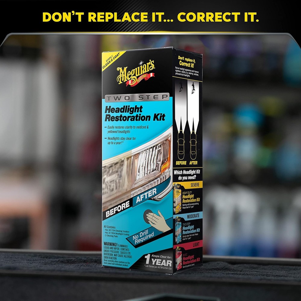 Meguiar's Two Step Headlight Restoration Kit, Cleaner Restores...