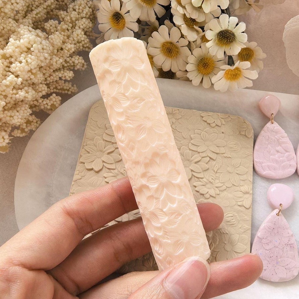 Flower Texture Clay Roller Clay Molding Tool Handmade DIY
