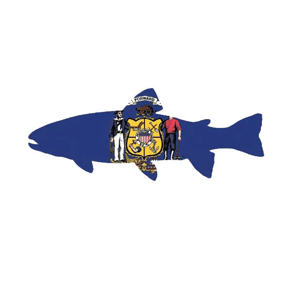 Wisconsin State Shaped Trout Sticker Decal
