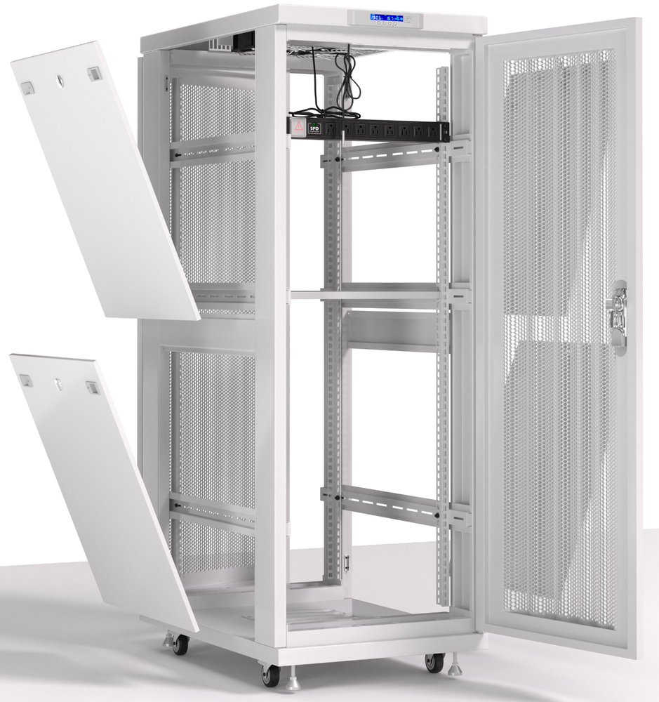 Sysracks 32U 35'' Deep IT Network Data Server Rack Cabinet Gray Mesh Vented Door