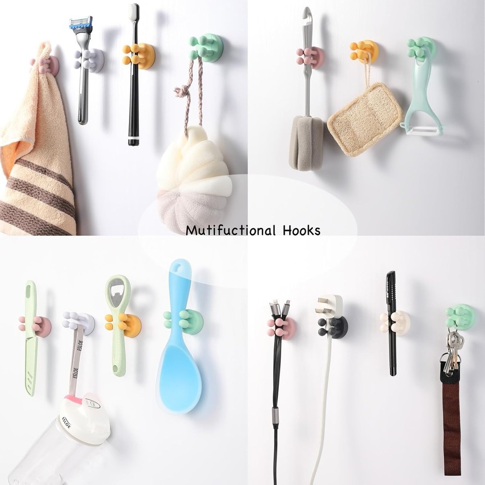 Multi-Function Silicone Toothbrush Holders - Easy Install Waterproof Wall Hooks