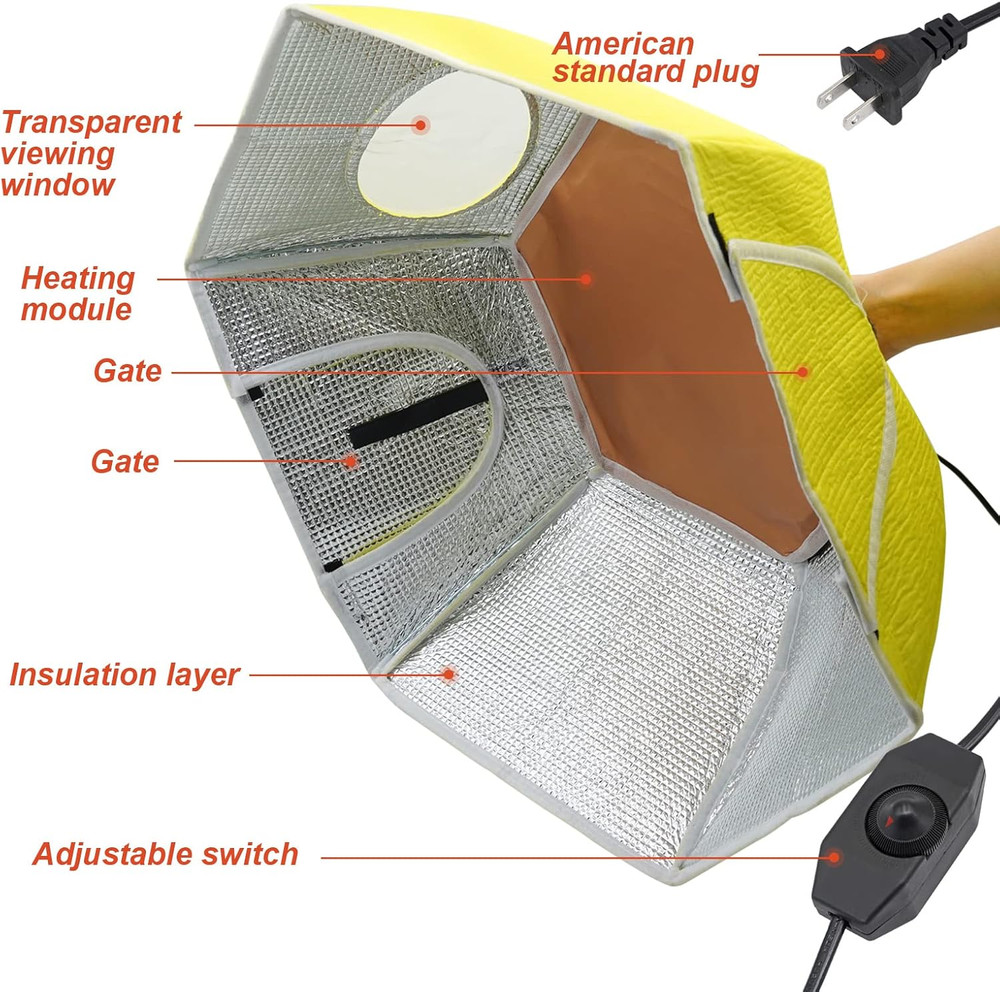 Large Chick Brooder Heating Plate Chick Brooder Box 21.6" Heat up to 50 Chicks,