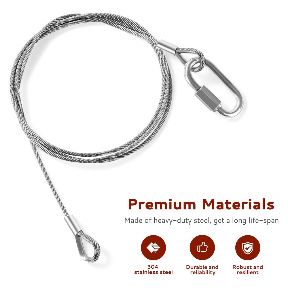 2Pcs Gorilla Lift Cable, with 4Pcs Aluminum Alloy Rollers Black Pins