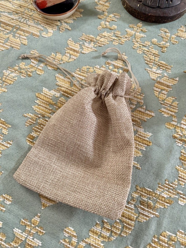 Tarot Card Bag Pouch, Burlap, Rustic Drawstring - 3 Pack