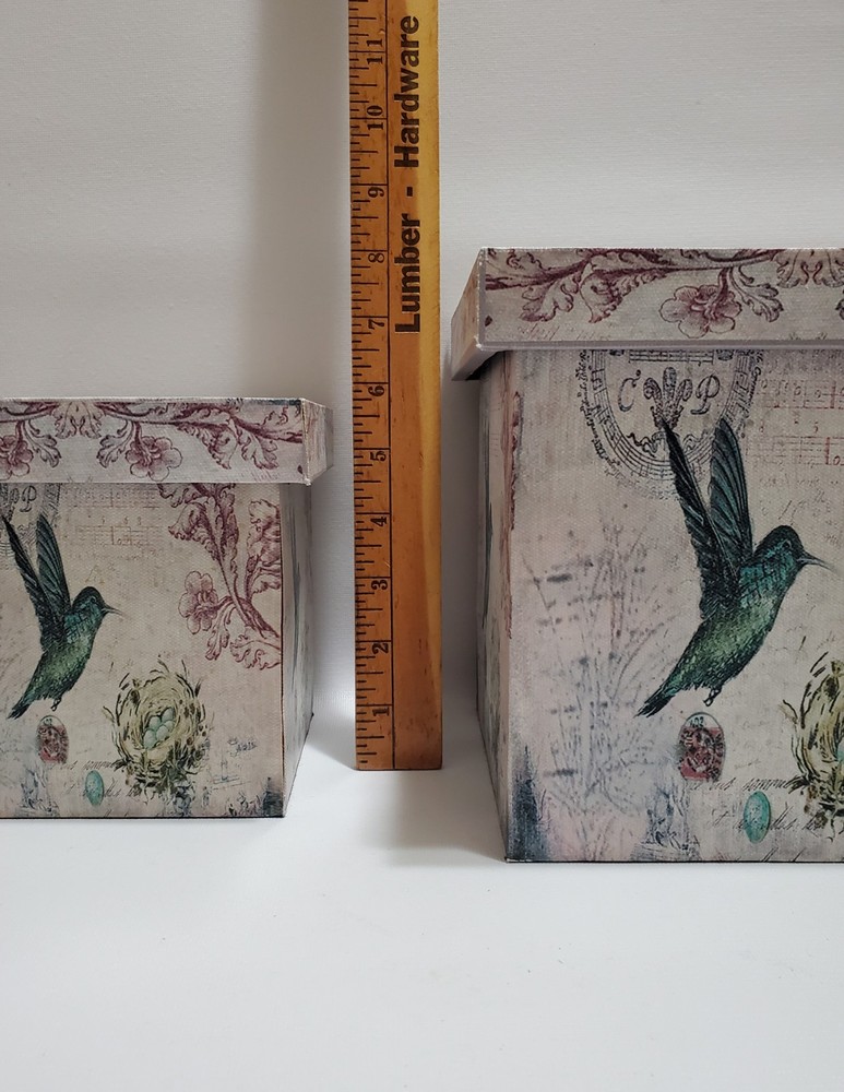 Hummingbird Storage Boxes, 2 Sizes, Set Of 2, Nesting, Sturdy Composite